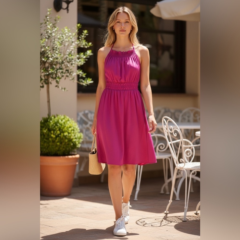 kensie Women's Spaghetti Strap A-line Contemporary Dress, orchid